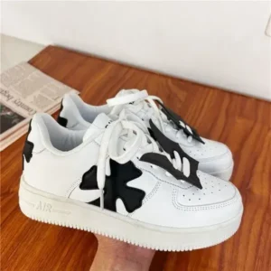 Romboom Women Fashion Round Toe Cross Platform Sneakers