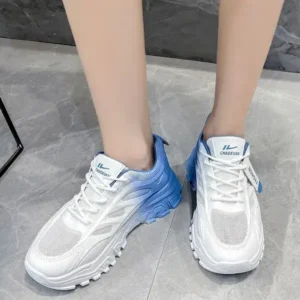 Romboom Women Fashion Round Toe Breathable Mesh Gradient Sneakers