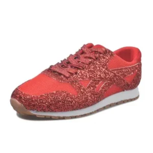 Romboom Women Fashion Round Toe Platform Sequins Rhinestone Platform Sneakers