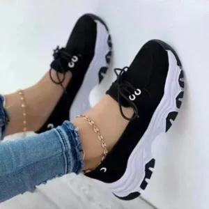 Romboom Women Fashion Lace Up Platform Casual Sneakers