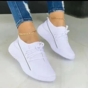 Romboom Women Fashion Breathable Lace-Up Flat Mesh Sneakers