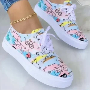 Romboom Graffiti Print Platform Canvas Shoes