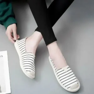 Romboom Fashion Stripe Pattern Design Women Round-Toe Casual Espadrilles Shoes