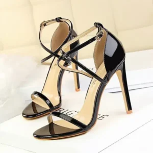 Romboom Women Fashion Sexy Hollow Cross Stiletto Heel Sandals