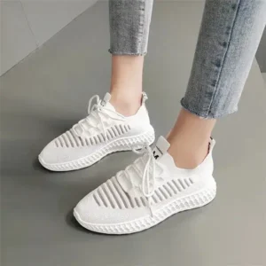 Romboom Women Fashion Mesh Cloth Lace-Up Sneakers