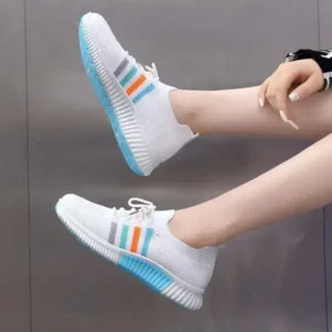 Romboom Women Casual Sports Lace Up Design Mesh Breathable Sneakers