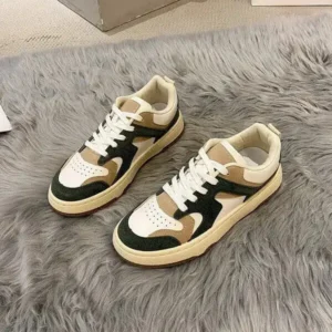 Romboom Women Fashion Lace Up Design Color Blocking Sneakers