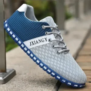 Romboom Men Casual Color Matching Breathable Mesh Flat Shoes