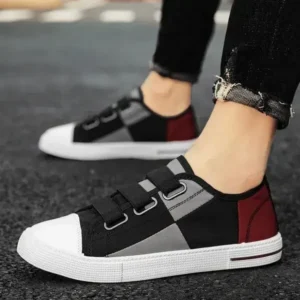 Romboom Men Fashion Color Matching Low Top Flat Canvas Shoes