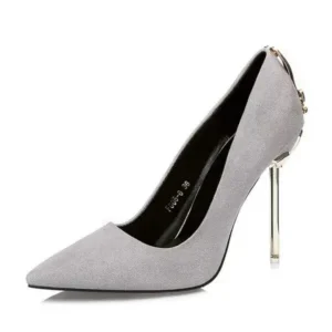 Romboom Women Sexy Metal Heel Pointed-Toe High Heels Shoes