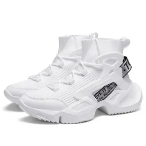 Romboom Men'S Fashion Platform White High Top Sneakers