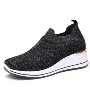 Romboom Women Casual Mesh Knit Design Breathable Comfort Wedge Platform Sneakers