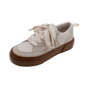 Romboom Women Casual Round Toe Lace Up Design Platform Sneakers