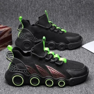 Romboom Men Spring Autumn Fashion Casual Mesh Cloth Breathable Gradient Rubber Platform Shoes High Top Sneakers