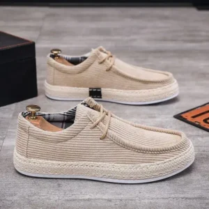 Romboom Men'S Fashion Breathable Stripe Canvas Shoes