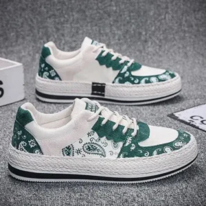 Romboom Men Fashion Cashew Flower Printed Canvas Sneakers