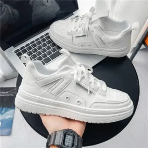 Romboom Men'S Fashion Breathable Thick-Soled Pu Sneakers