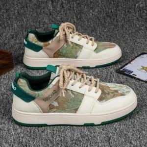 Romboom Men'S Casual Retro Secret Forest Oil Painting Pattern Sneakers