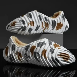 Romboom Men'S Fashion Camouflage Coconut Shape Fleece Warm Plush Shoes