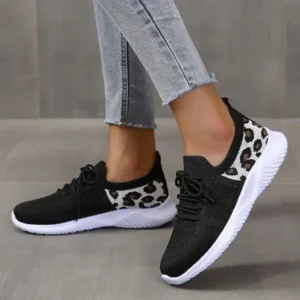 Romboom Women Casual Mesh Breathable Leopard Sneakers