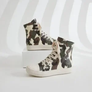 Romboom Women Fashion Casual Plus Size Camouflage Thick-Soled High Top Shoes