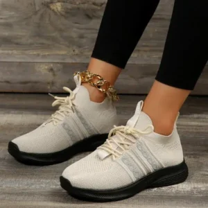 Romboom Women Fashion Casual Flying Mesh Breathable Thick-Soled Sneakers