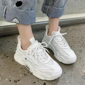 Romboom Women Fashion Casual Mesh Breathable Thick-Soled Sneakers