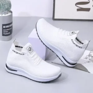 Romboom Women Fashion Casual Mesh Breathable Solid Color Sneakers