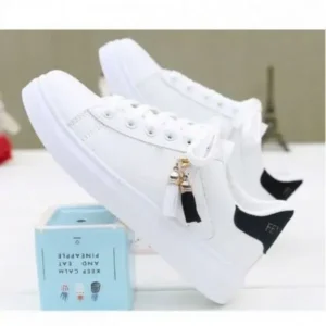 Romboom Women Fashion Flat Solid Color Lace-Up Sneakers