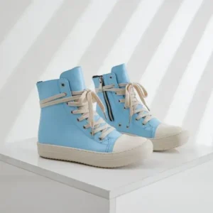 Romboom Women Fashion Blue Faux Leather High Top Shoes