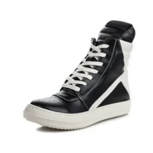 Romboom Women Fashion Casual Black White Inverted Triangle High Top Shoes