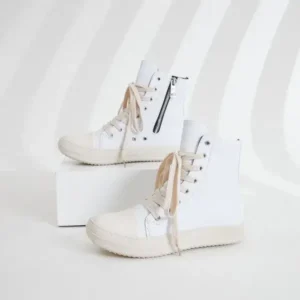 Romboom Women Fashionable Hip Hop White High Top Sneakers