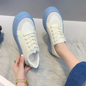 Romboom Women Fashion Round Toe Lace-Up Sneakers