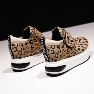 Romboom Women Fashion Wedge Leopard Leopard Sneakers