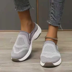 Romboom Women Fashion Fly Knit Casual Colorblock Flat Sneakers