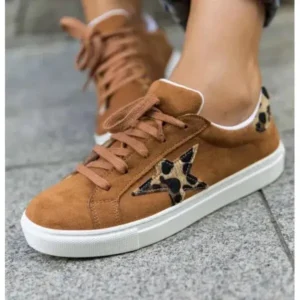 Romboom Women Fashion Round Toe Lace-Up Canvas Sneakers