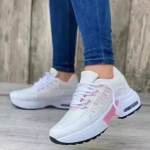 Romboom Women Fashion Round Toe Lace Up Mesh Breathable Sneakers